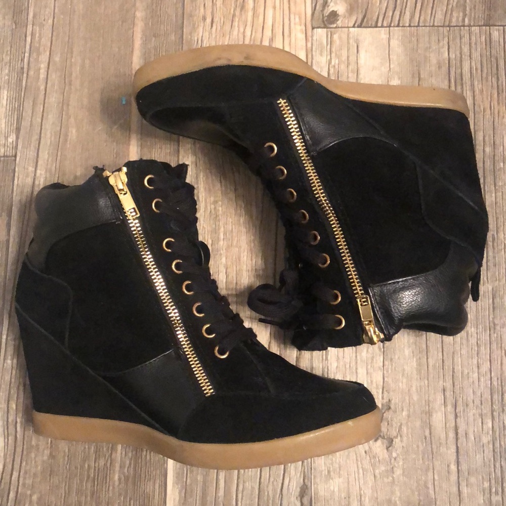 Black Steve Madden Wedge Sneakers